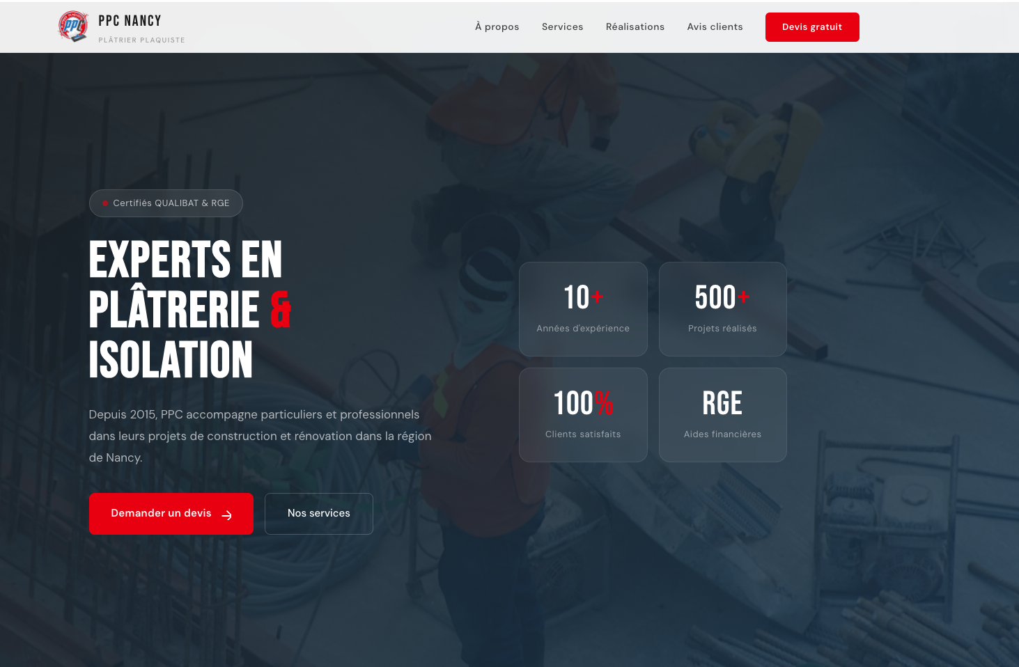 Aperçu du site — PPC — Plâtrerie & Isolation